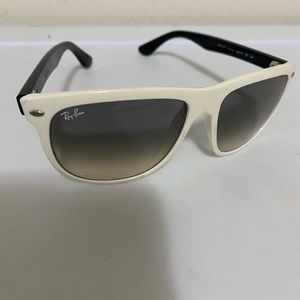 ray-ban sunglasses, black and white frame with blue lens